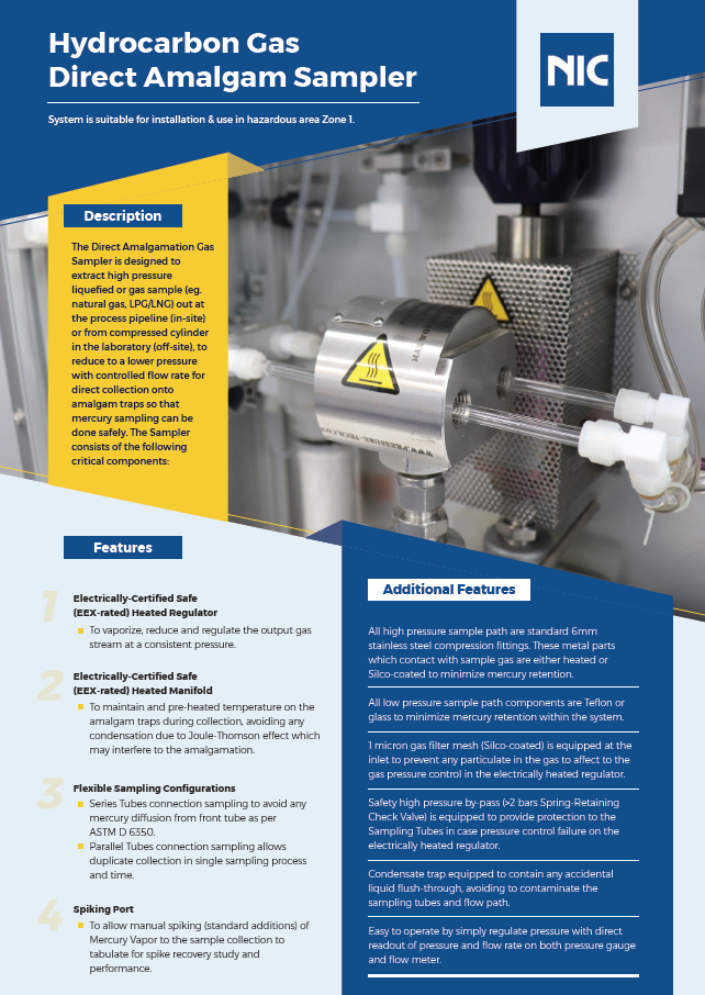 Hydrocarbon Gas Direct Amalgam Sampler